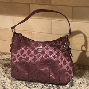 Coach Madison Metallic Signature Top Handle Handbag-PLUM W/ SILVER ACCENTS